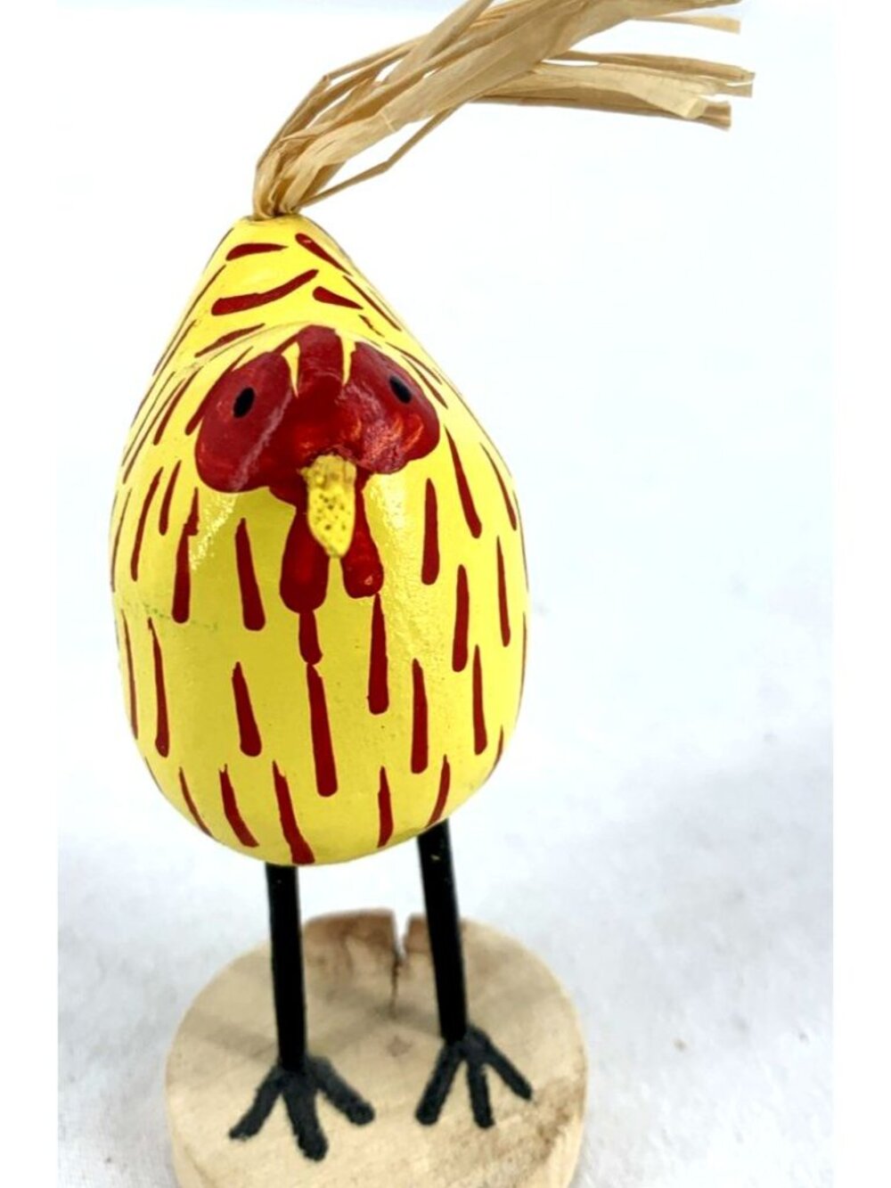 Edith John Navajo Folk Art Yellow Red Chicken Carved Wooden Hand Painted 3.5"